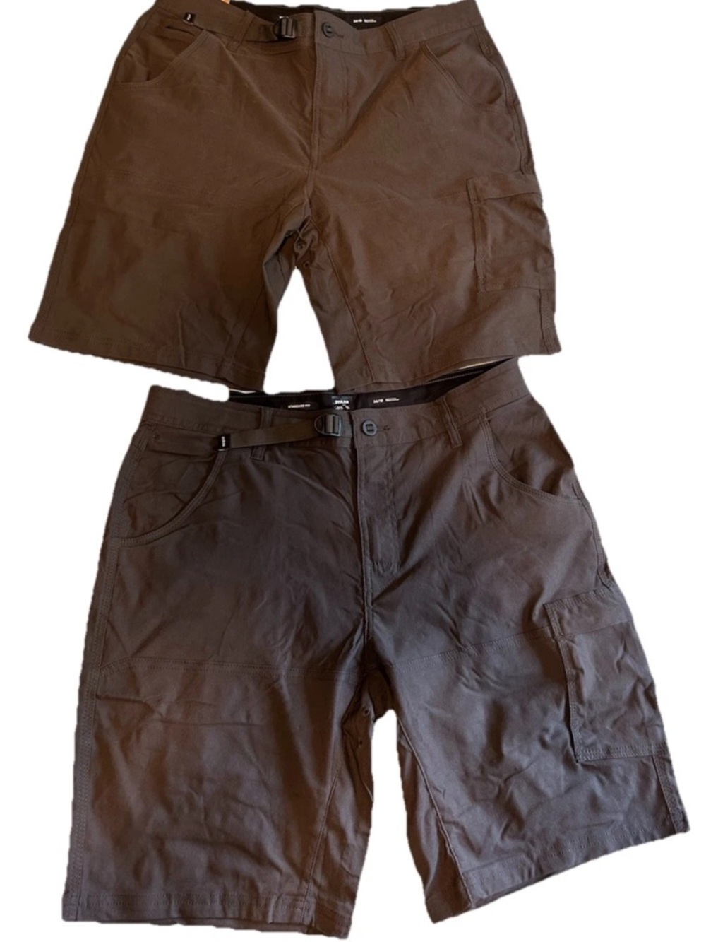 Prana Men’s Brown 34 Zion Stretch Cargo Shorts lot of 2 NEW